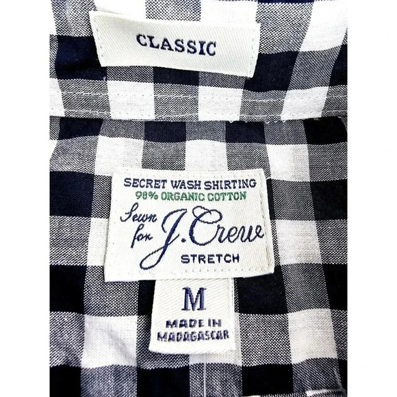 J. Crew Classic Stretch Size Medium Mens Black White Check Button Down Shirt NWT - Picture 4 of 12
